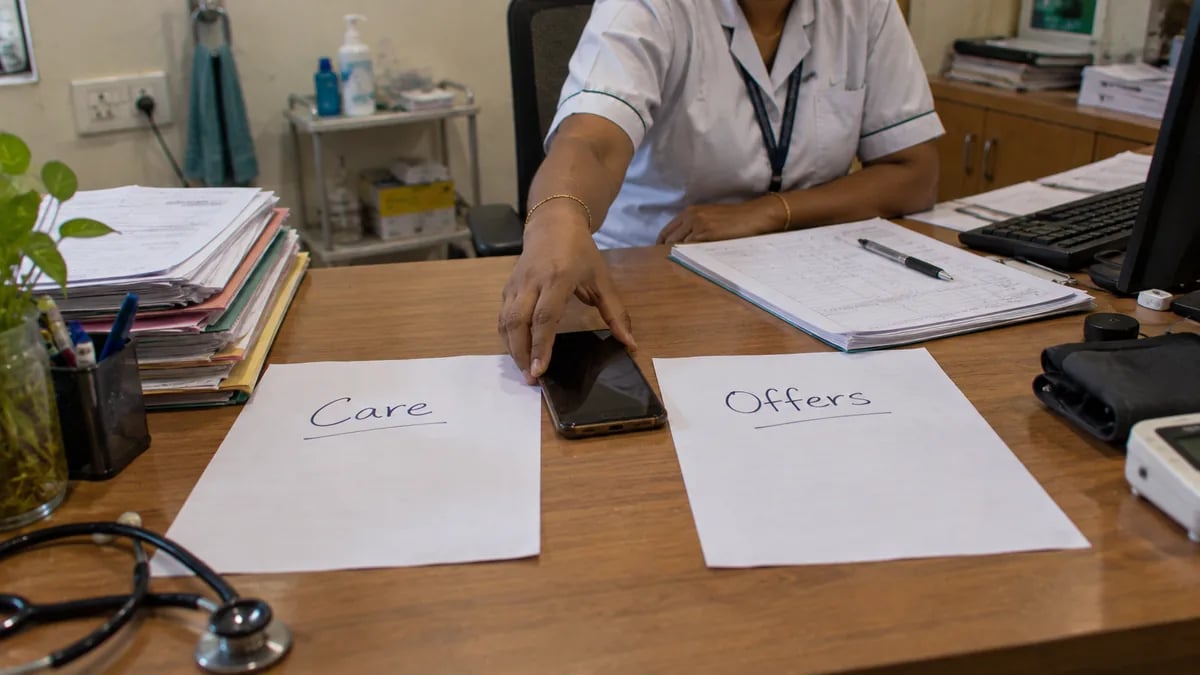 Clinic staff separating care reminders from marketing messages