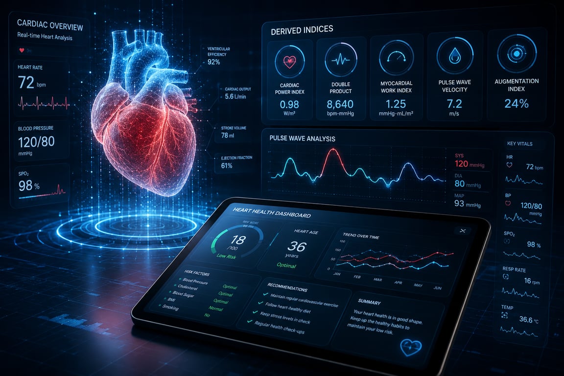 Futuristic Heart Health Dashboard with AI Medical Analytics | Digital Cardiology Visualization