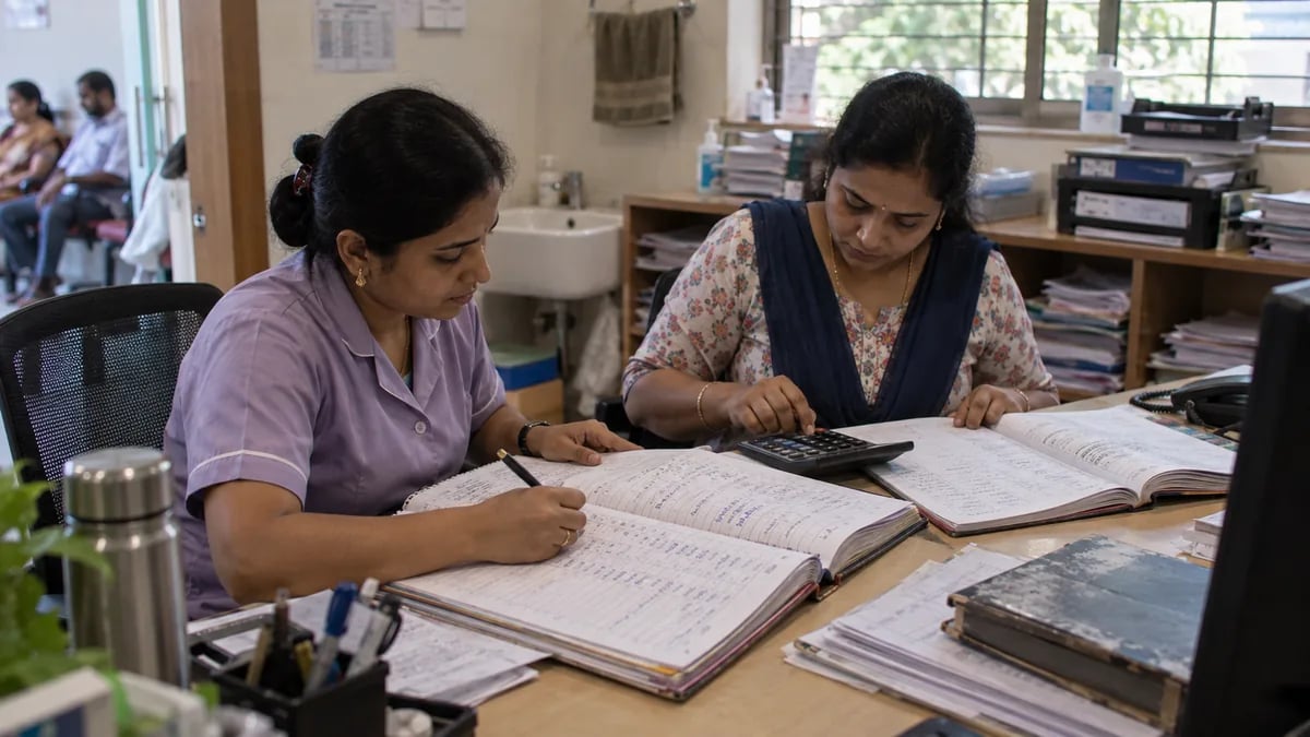 Comparing the doctor's own patient list against the billing register for one day