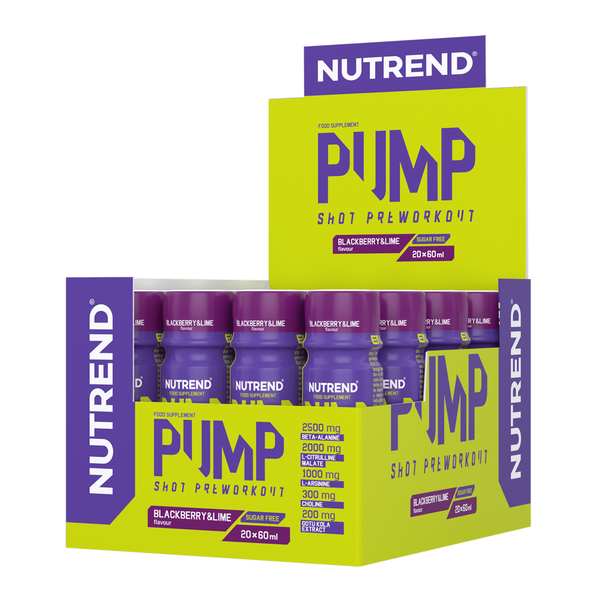 Pump Shot, 20 x 60 ml, Blackberry & Lime, Caffeinefree preworkout