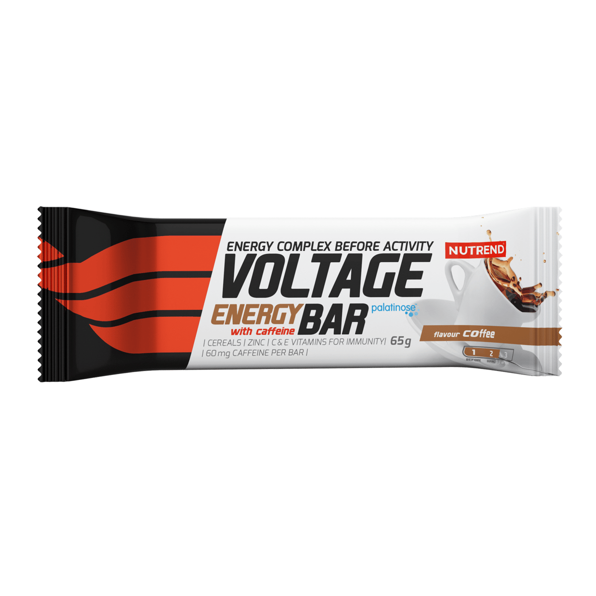 Voltage Energy Bar with Caffeine, 65 g, Coffee, Energy Bars Nutrend.cz