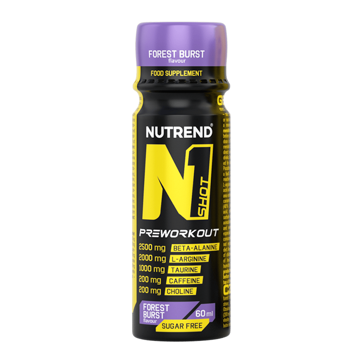 N1 Shot, 60 ml, Forest Burst, Strong preworkout in shot Nutrend.cz