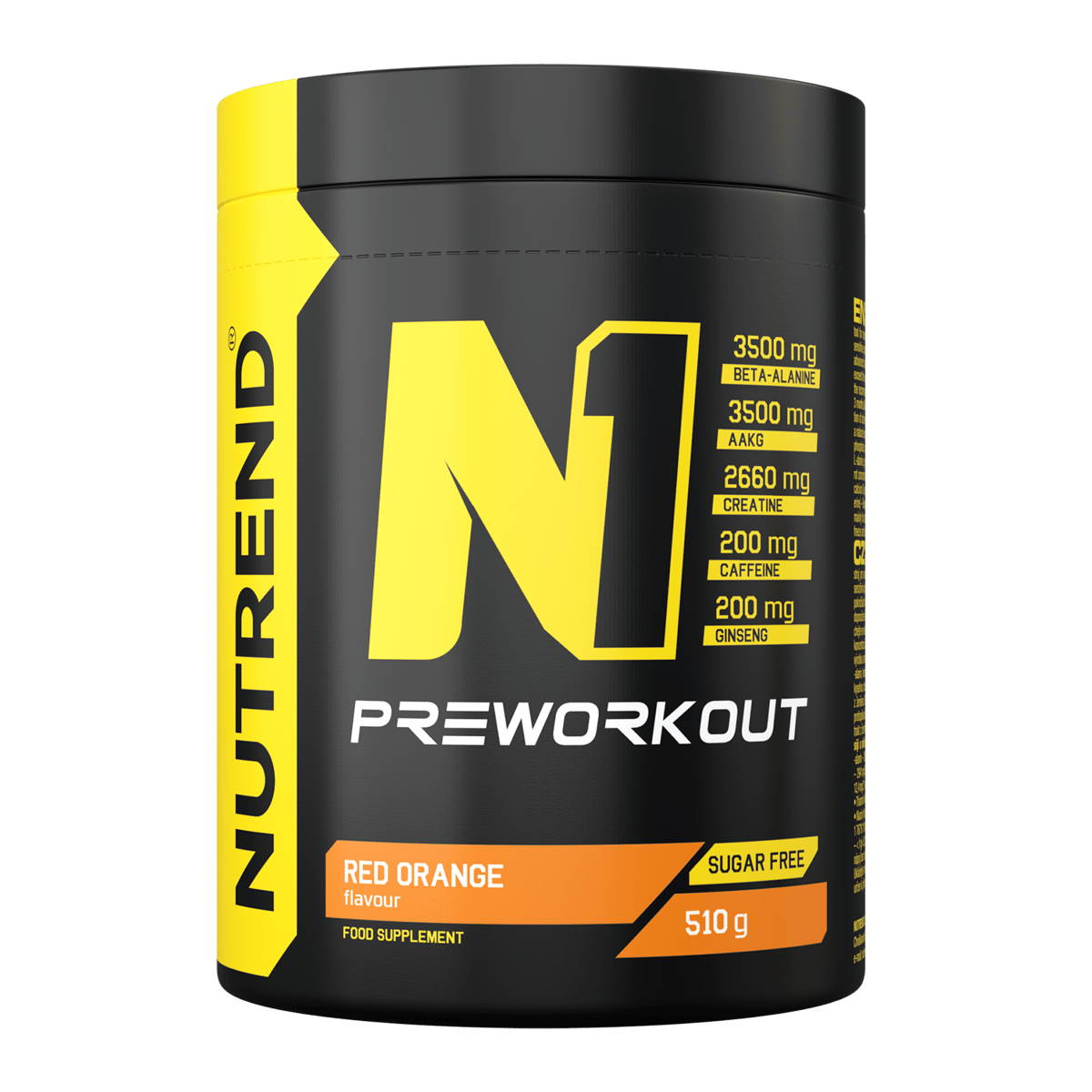 N1, 510 g, Red Orange, World bestseller among preworkouts Nutrend.cz