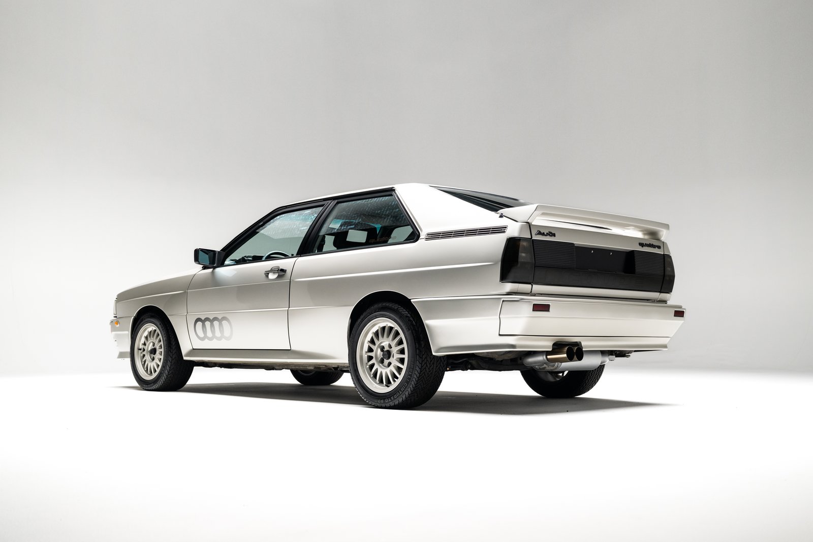 Rear three-quarter studio view of the 1986 Audi WR Ur-Quattro.