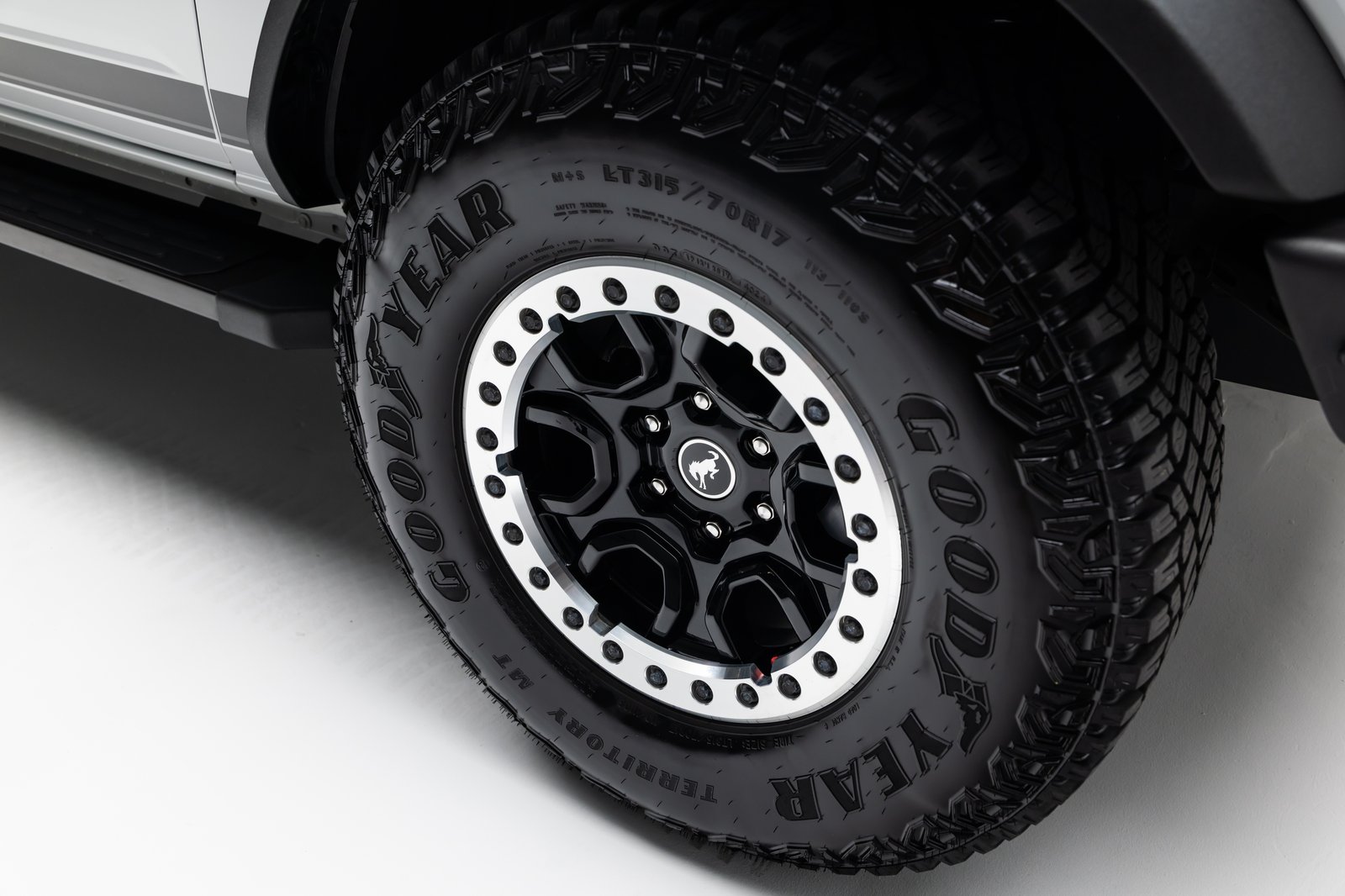 Beadlock-style wheel and Goodyear tire detail