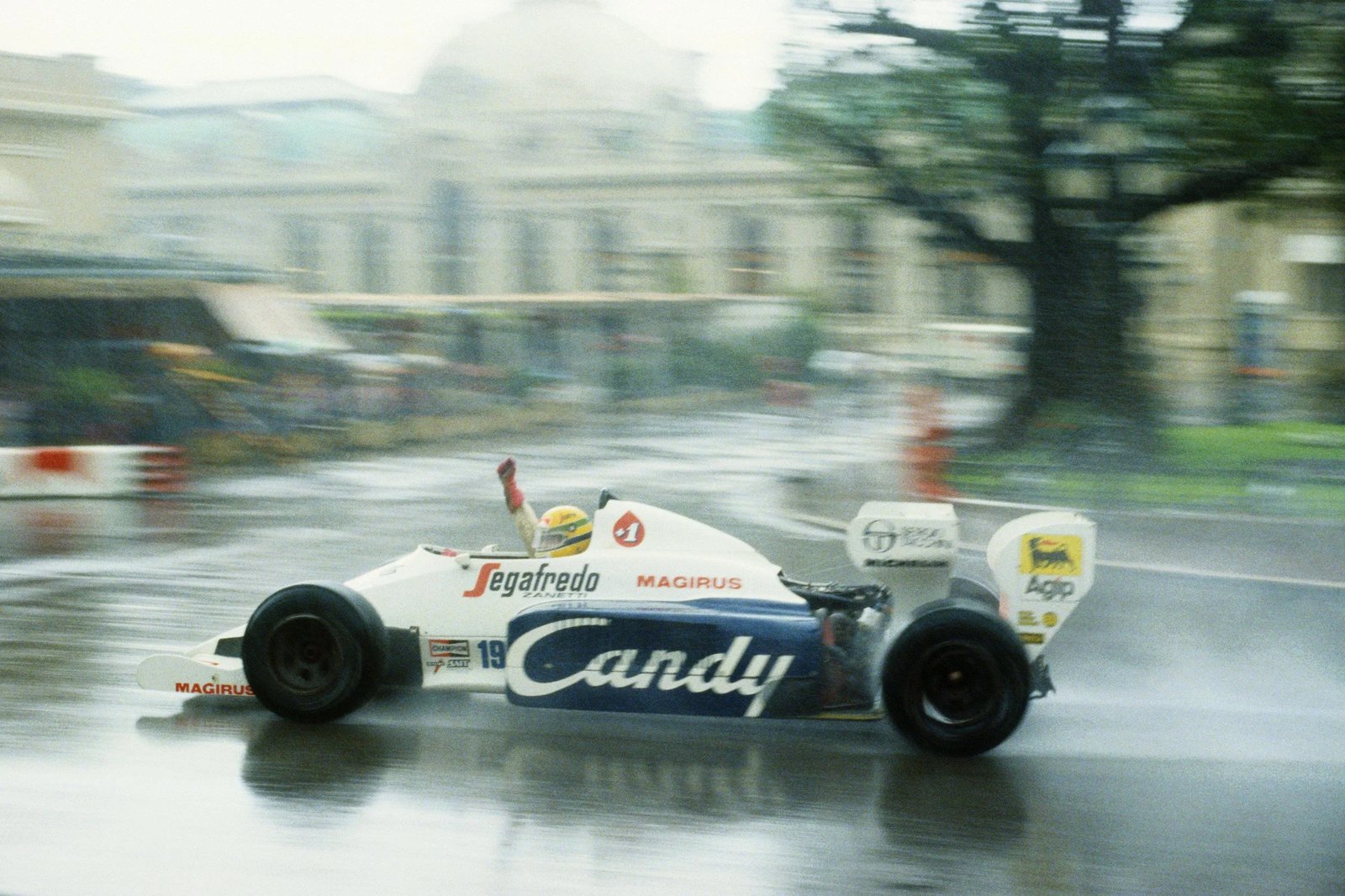 Ayrton Senna driving the TG184-02 at Monaco.