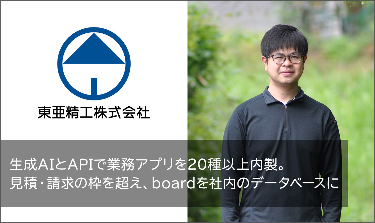 生成AIとAPIで業務アプリを20種以上内製。見積・請求の枠を超え、boardを社内のデータベースに