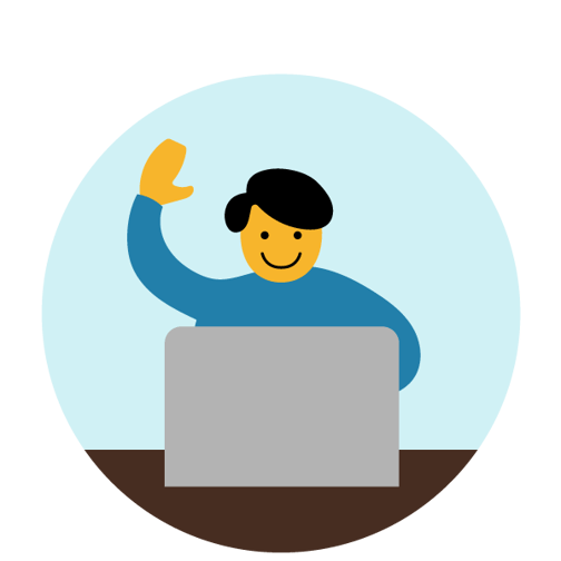 個人事業主のイメージ図。1人がPCの前に座っている様子。