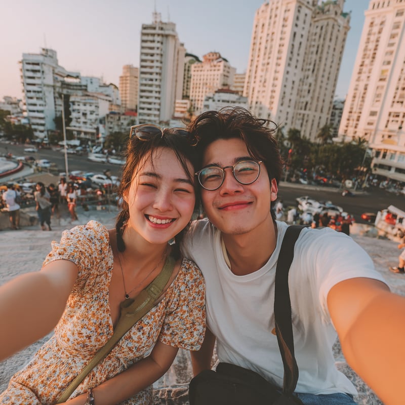 친구들과 함께 여행 계획을 세우고 있는 모습