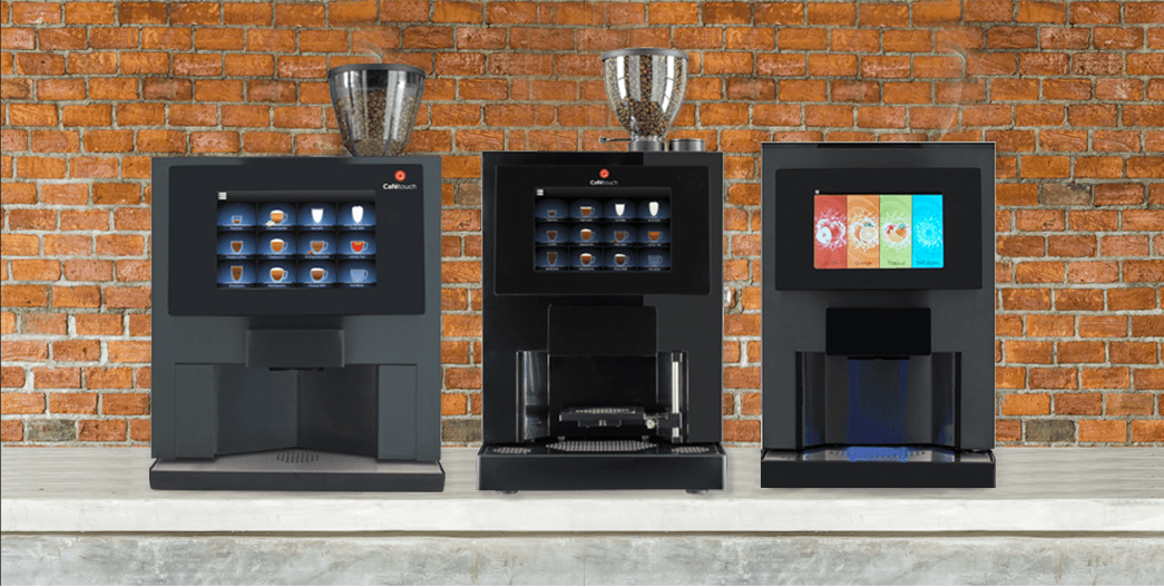 Two commercial Cafetouch coffee machines and one juice machine