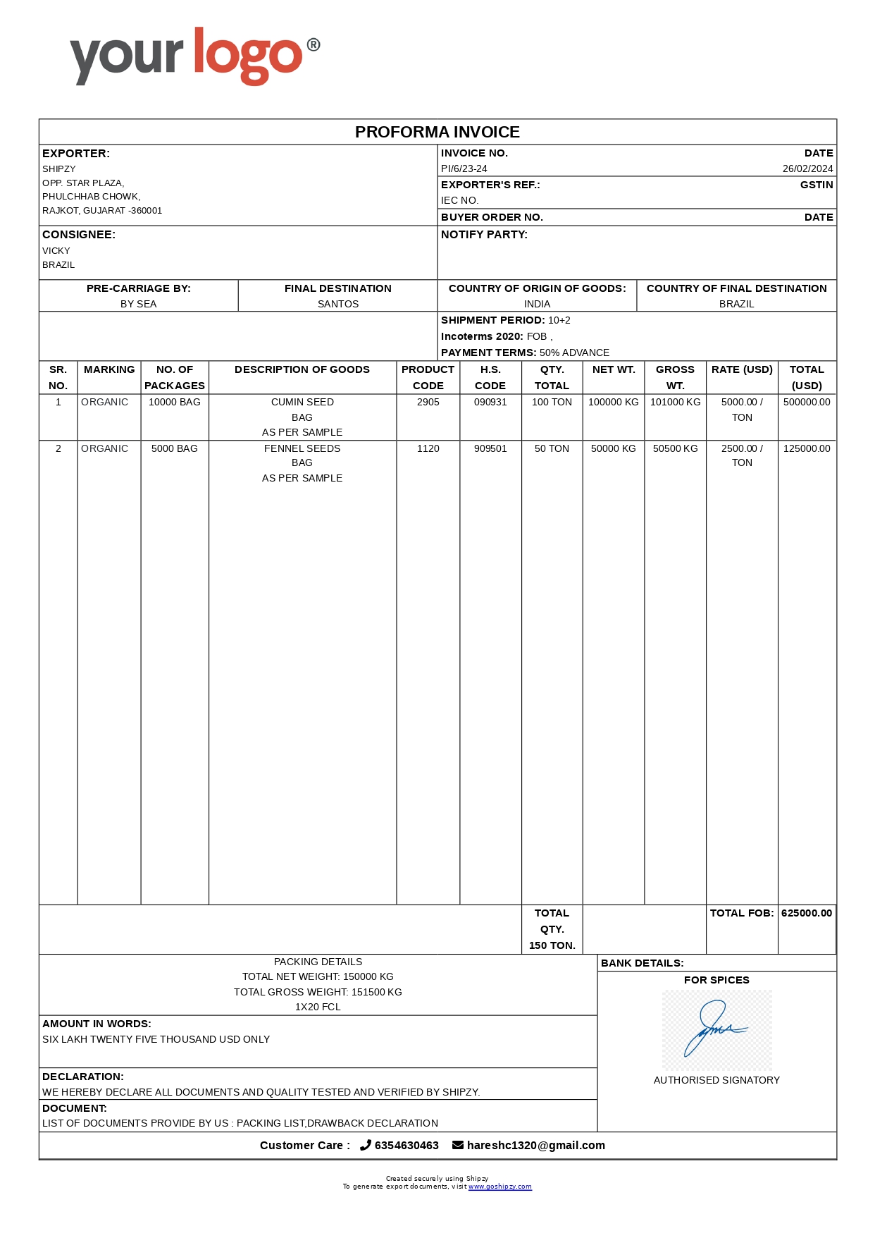 Proforma Invoice