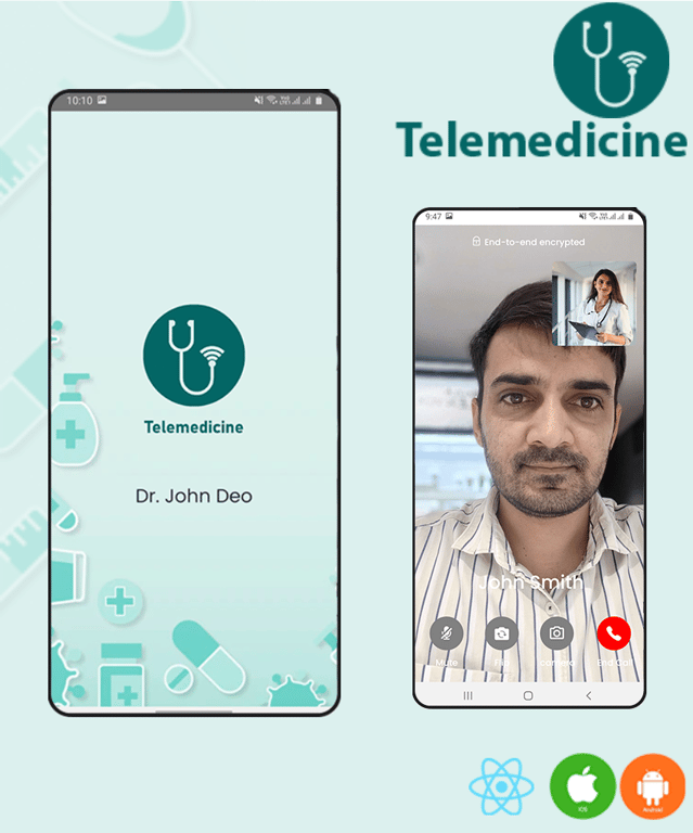 Telemedicine iOS and Android app for online application booking and video consultation with doctors.