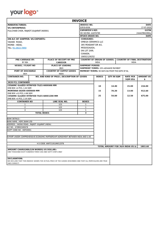 Contract for Export Business Page1