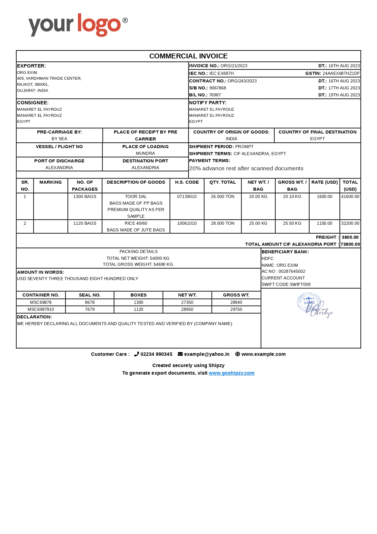 Proforma Invoice