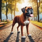 Boxer dog standing in the park