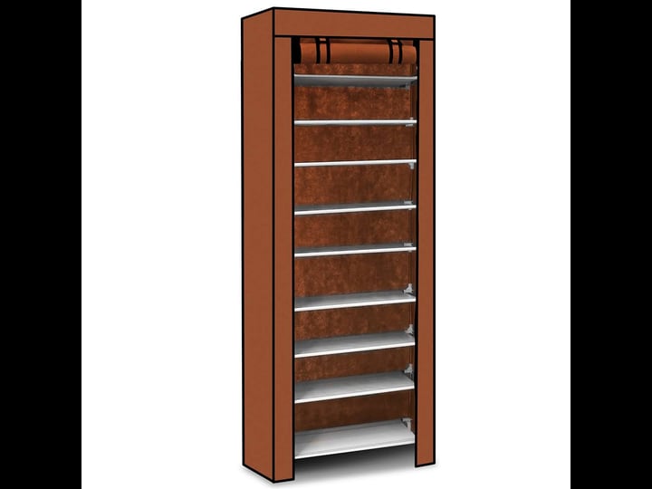 10-tier-27-pair-shoe-tower-rack-with-cover-brown-1