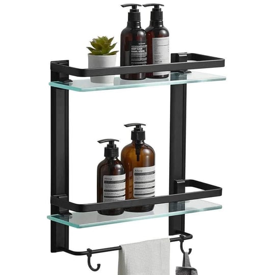 12-2-in-w-x-4-8-in-d-x-16-14-in-h-black-2-tier-tempered-glass-shower-shelves-with-towel-bar-wall-mou-1