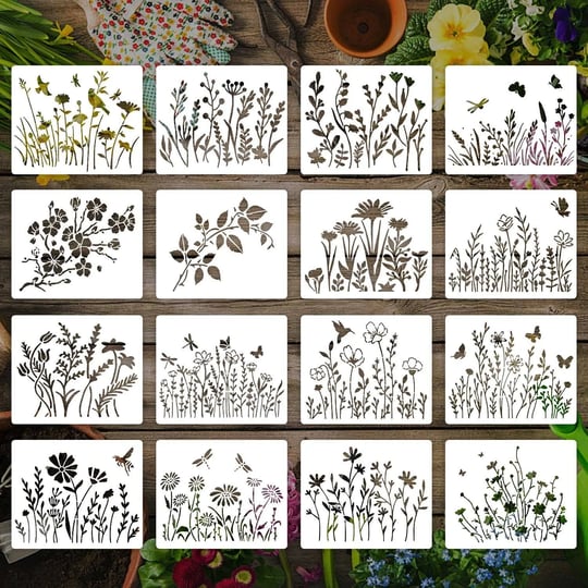 16-pieces-wildflower-stencils-for-painting-reusable-large-spring-wild-flower-stencils-wall-stencils--1