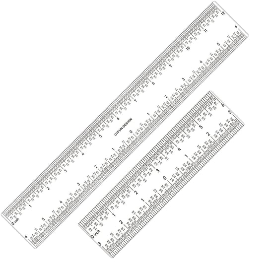 2-pcs-6-inch-12inch-clear-acrylic-ruler-zero-centering-ruler-with-inches-metric-measuring-tool-12-an-1