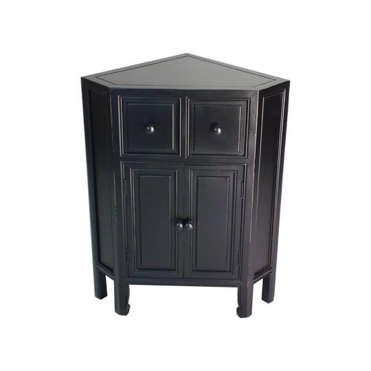 34-inch-wooden-2-door-corner-cabinet-with-2-drawers-black-1