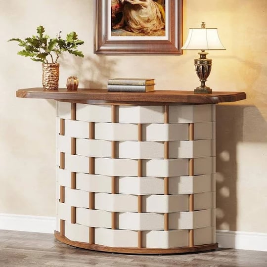 35-4-in-brown-half-circle-wood-console-table-half-moon-entry-table-with-woven-leather-base-1