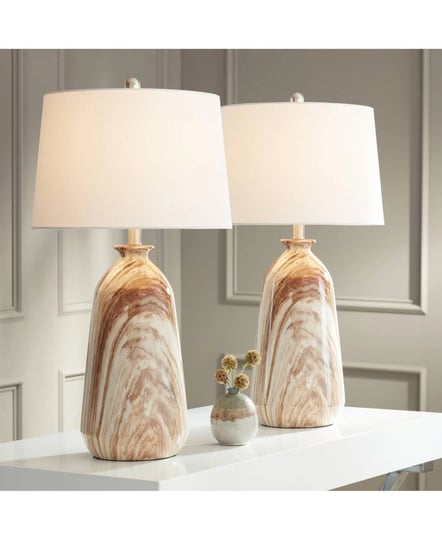 360-lighting-carlton-modern-table-lamps-28-tall-set-of-2-swirling-brown-faux-marble-white-tapered-dr-1