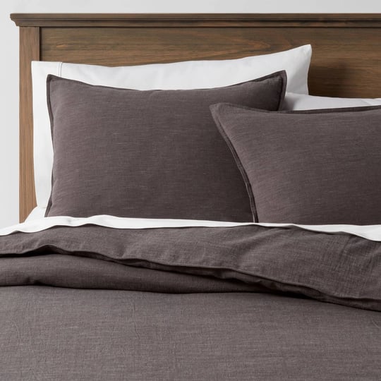 3pc-full-queen-space-dyed-cotton-linen-duvet-cover-sham-set-dark-gray-threshold-1