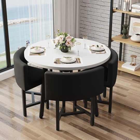 40-round-wooden-small-nesting-dining-table-set-for-4-black-upholstered-chairs-1