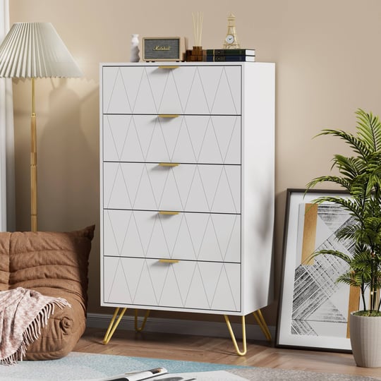 5-drawers-chest-of-dresser-storage-tower-cabinet-bedroom-organizer-white-1