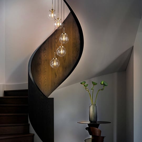 5-light-antique-gold-pendant-light-chandelier-with-clear-globe-bubble-glass-linear-for-staircase-1