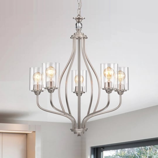 5-light-brushed-nickel-classic-chandelier-with-clear-glass-shades-1