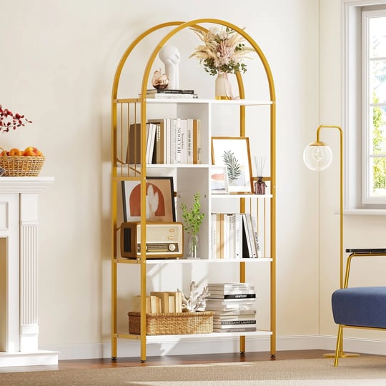 5-tier-arched-bookshelf-and-bookcase-gold-frame-for-bedroom-living-room-office-67x31-white-gold-1