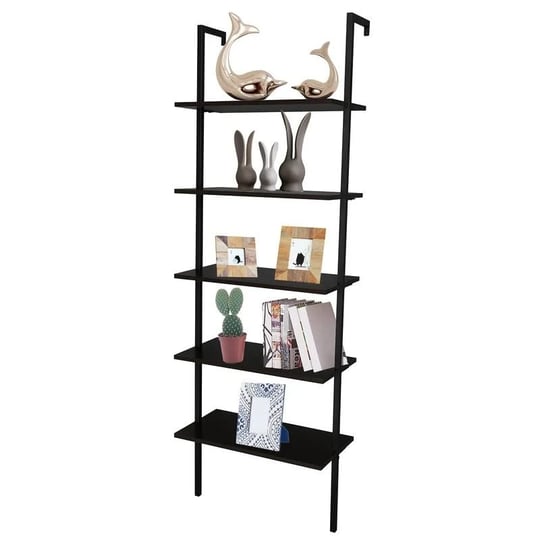 5-tier-industrial-wood-ladder-bookcase-with-metal-frame-black-1