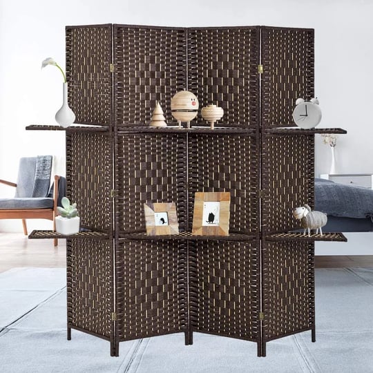 6-ft-wood-4-panel-room-divider-and-folding-privacy-screen-with-2-tier-display-shelves-decorative-scr-1