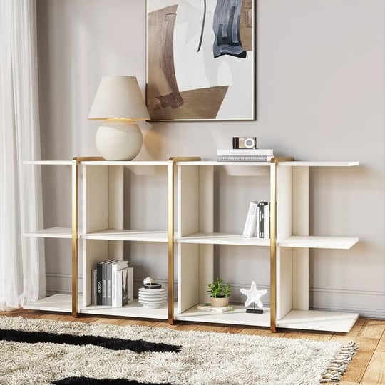 72-long-low-bookshelf-2-shelf-open-horizontal-bookcase-white-gold-1
