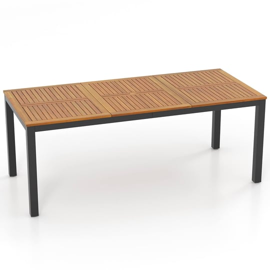 8-person-outdoor-dining-table-79-inch-acacia-wood-patio-table-with-umbrella-hole-costway-1