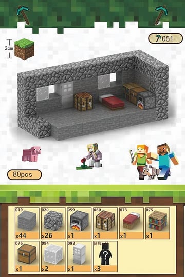 80-pieces-t051-stone-cabin-minecraft-magnetic-building-block-stackable-minifigure-toys-magnet-cube-w-1