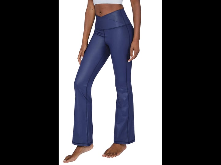 90-degree-by-reflex-womens-crossover-waistband-faux-leather-flared-leg-athletic-yoga-pants-size-medi-1
