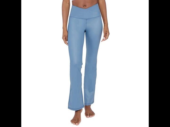 90-degree-by-reflex-womens-crossover-waistband-faux-leather-flared-leg-athletic-yoga-pants-size-smal-1