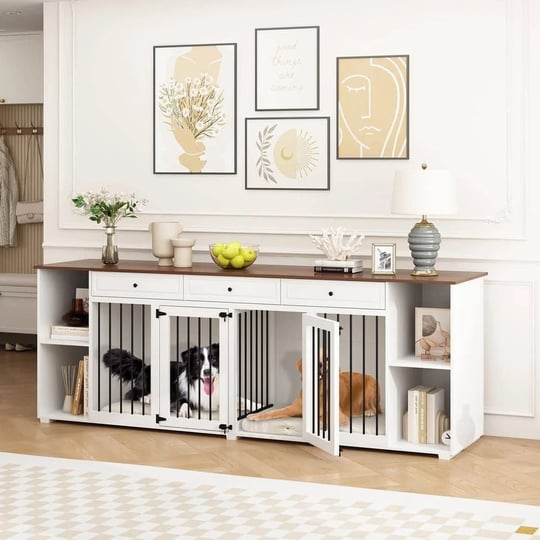 94-8-in-large-dog-crate-furniture-for-2-dogs-heavy-duty-wooden-dog-cage-w-3-drawers-and-divider-for--1