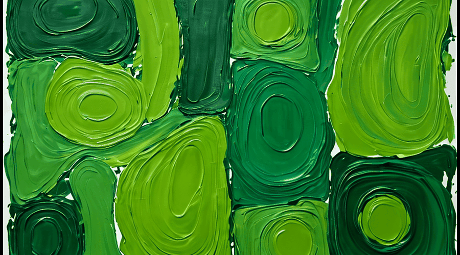 A curated selection of green abstract paintings, featuring dynamic color compositions and expressive brushwork.