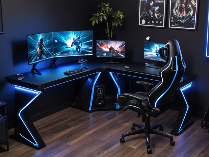 Black L Shaped Gaming Desks-3