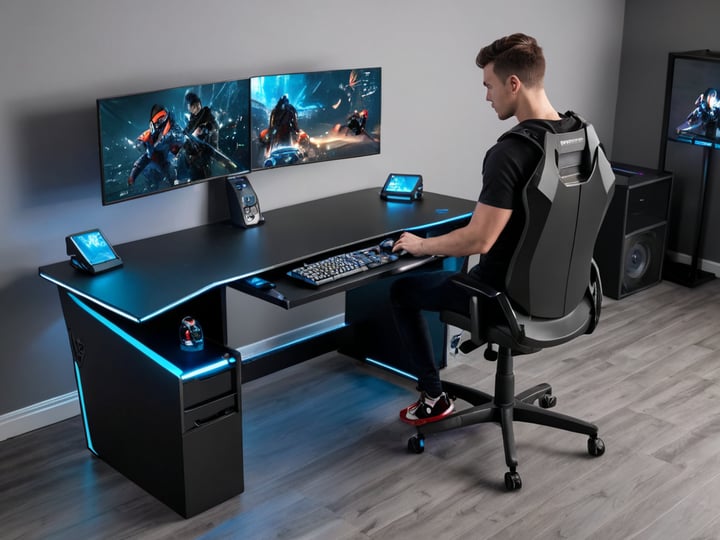 Black L Shaped Gaming Desks-4