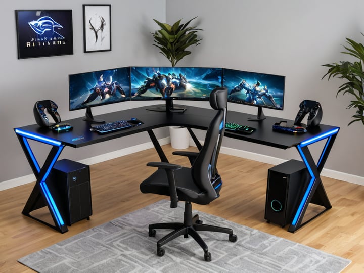 Black L Shaped Gaming Desks-6