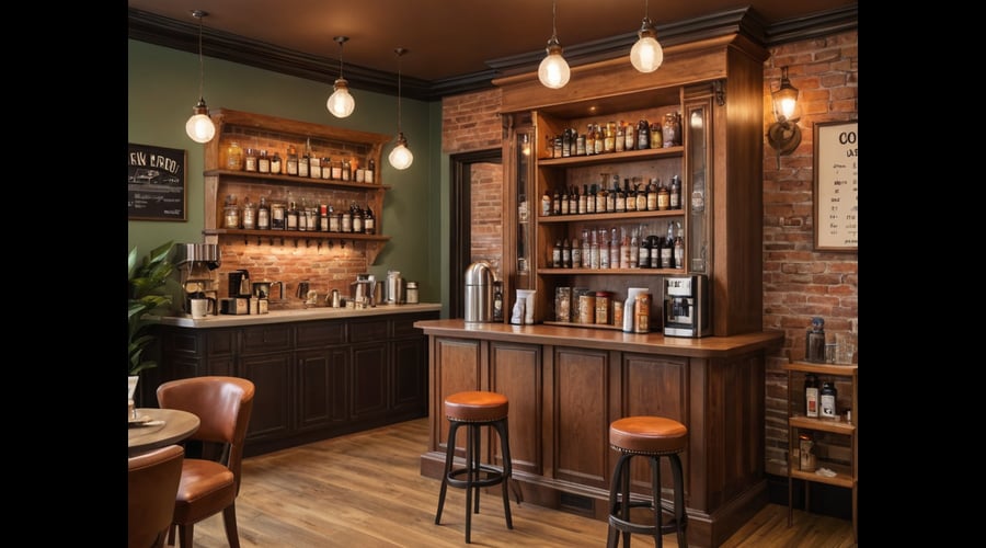 Our coffee bar with mini fridge combines essential brewing equipment with ample storage for your favorite beans and supplies. This compact setup is perfect for home baristas who want to maintain their coffee equipment and ingredients properly.