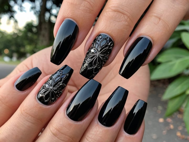 Coffin-Black-Acrylic-Nails-4