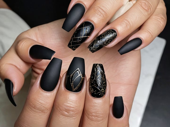 Coffin-Black-Acrylic-Nails-5