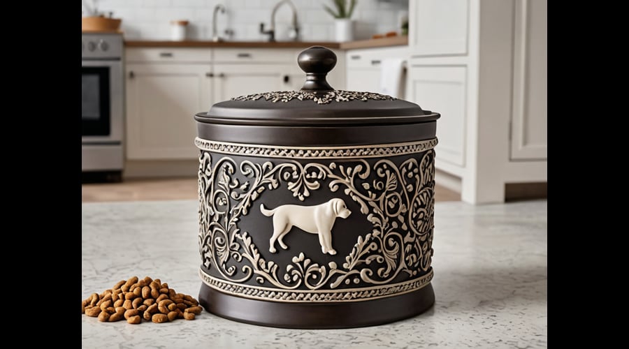 A curated roundup of decorative dog food containers that keep your pet's meals fresh while adding an stylish touch to your kitchen counter.