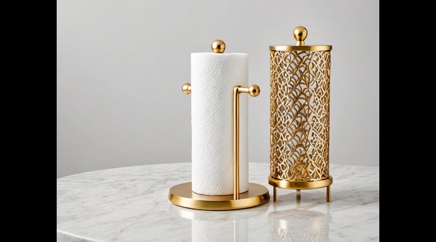 A curated roundup of gold paper towel holders that blend stylish design with practical functionality.