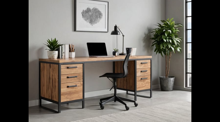 Our industrial desk with drawers combines durable functionality with a sleek design, featuring spacious storage options and premium materials for your workspace.